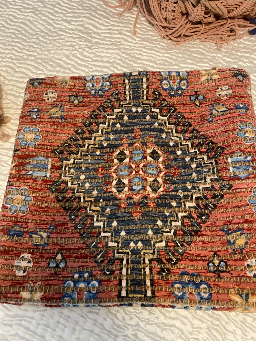 18x18 Decorative Red Patterned Accent Pillow cover  - Boho Medallion